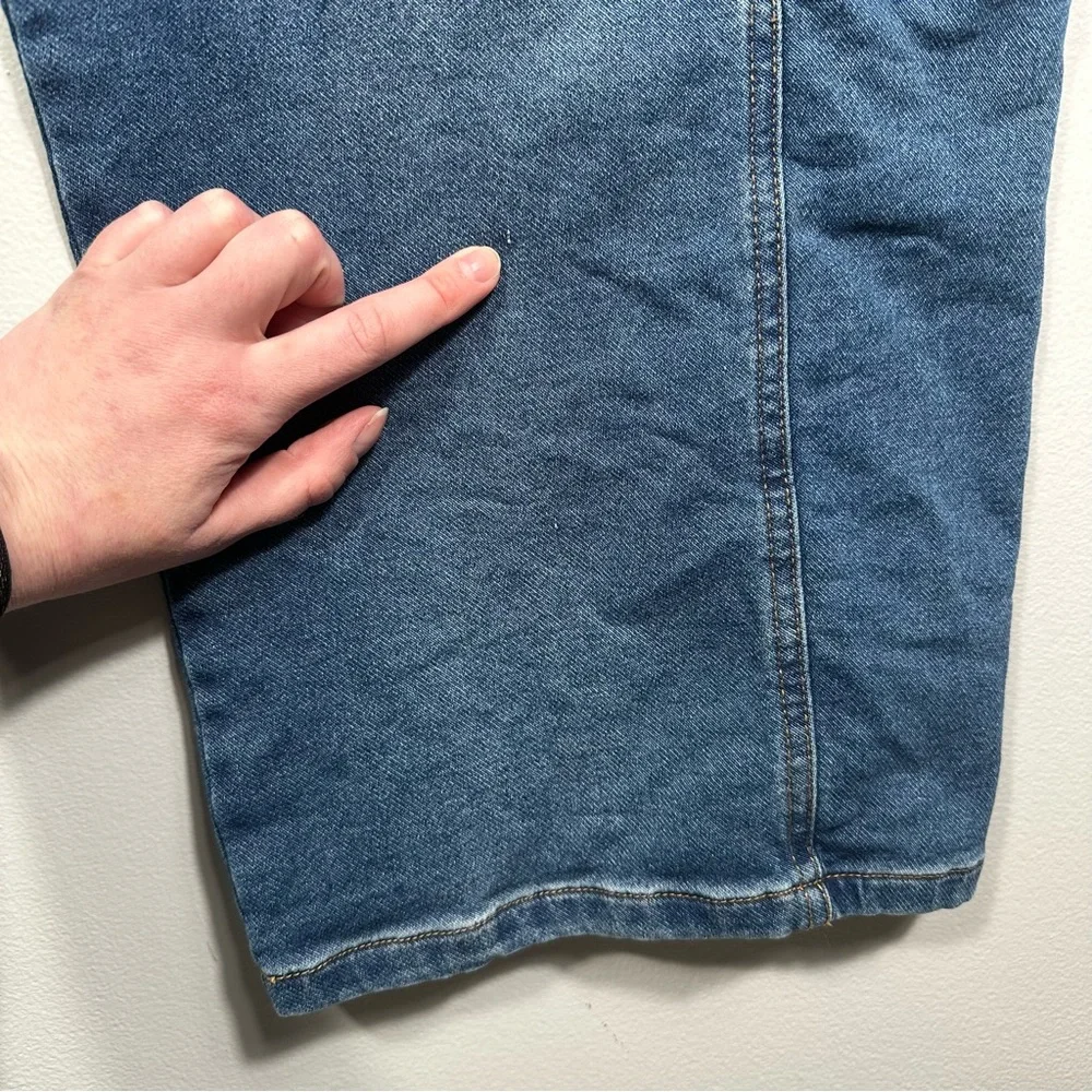 Pilcro Anthropologie Blue Wide Leg Cropped Barrel Denim Jeans Size 28 Tall Chic - Picture 7 of 15